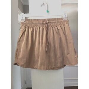 Offline by Aerie Skort with Elastic Waist and Drawstring Tan Sz M